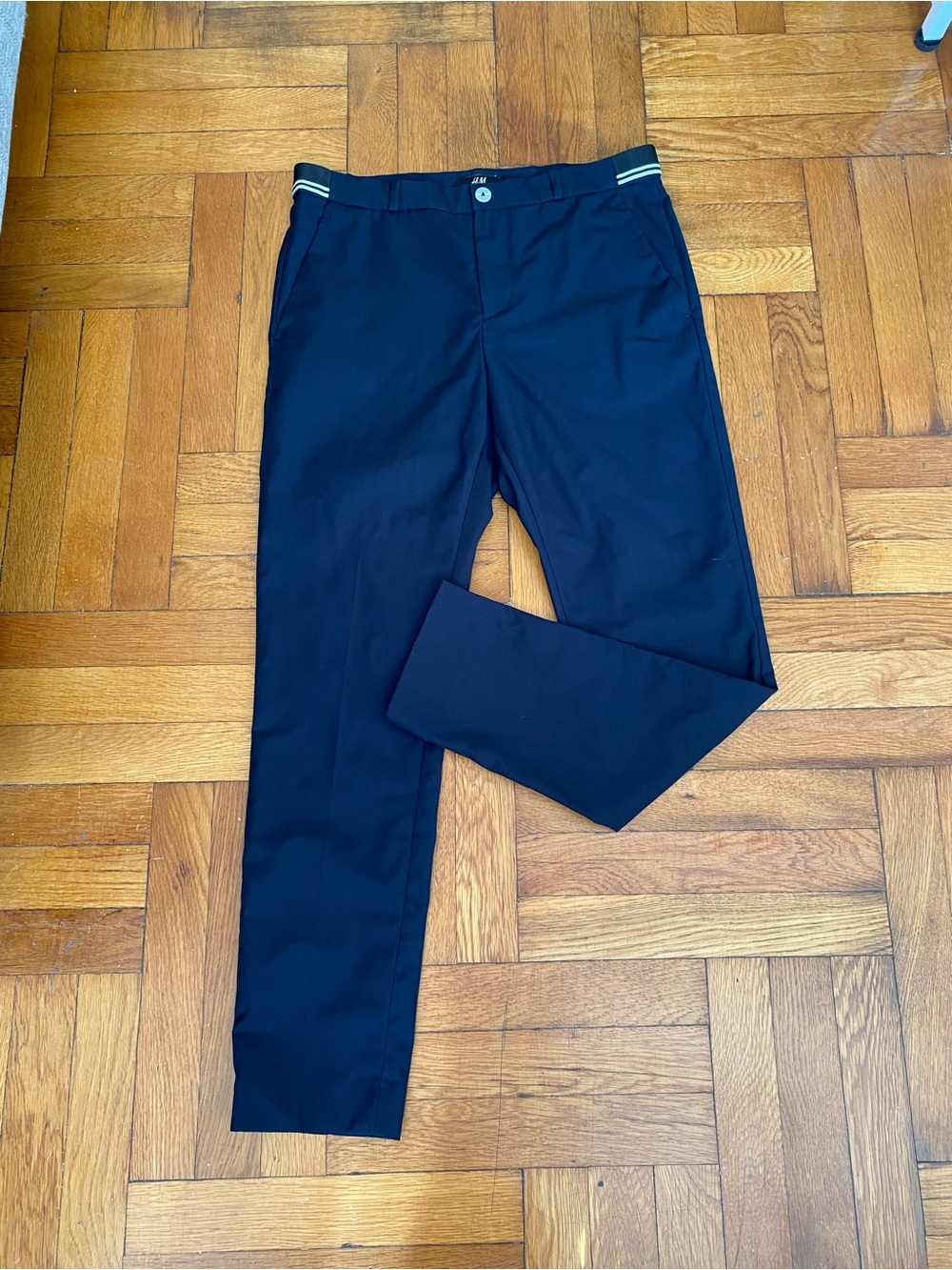 H&M Men’s Navy Blue Slim-Fit Dress Pants 33R Business Casual Trousers